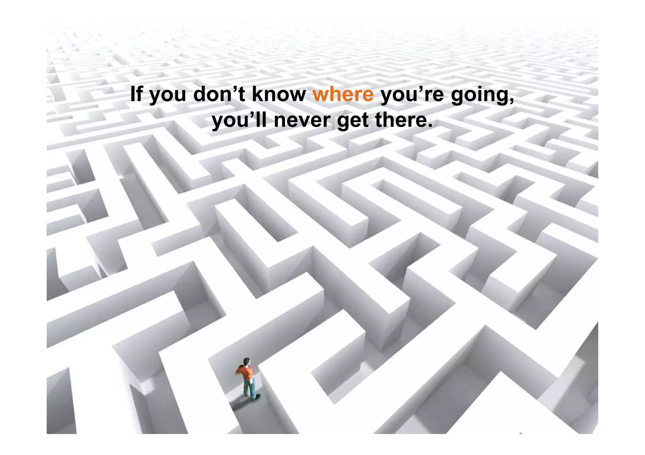 If you don’t know where you’re going,
you’ll never get there.
 
