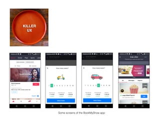 Some screens of the BookMyShow app
 