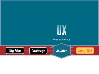 UX
USER EXPERIENCE
Big Idea Challenge App / WebSolution
 