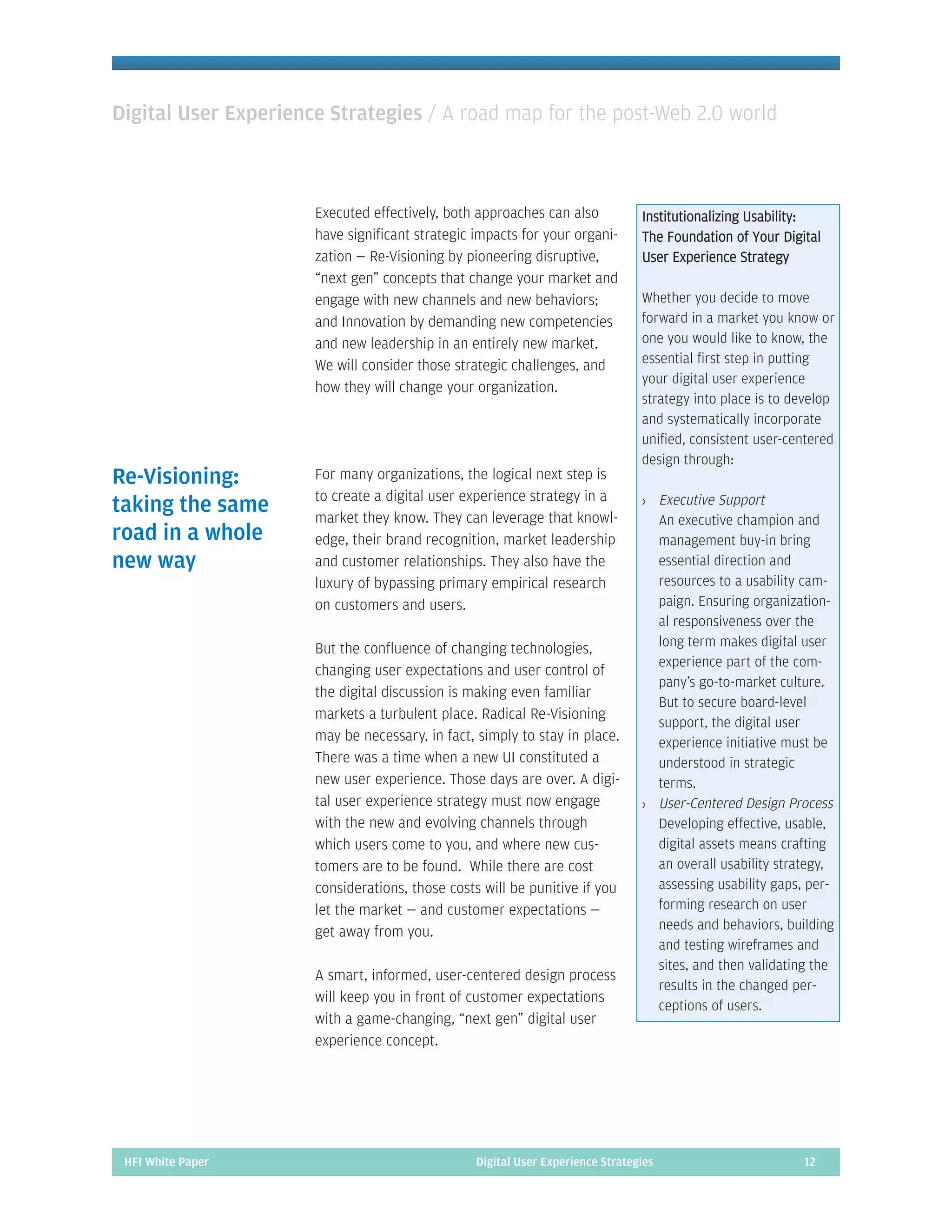 Digital User Experience Strategies: A Roadmap for the Post 2.0 World