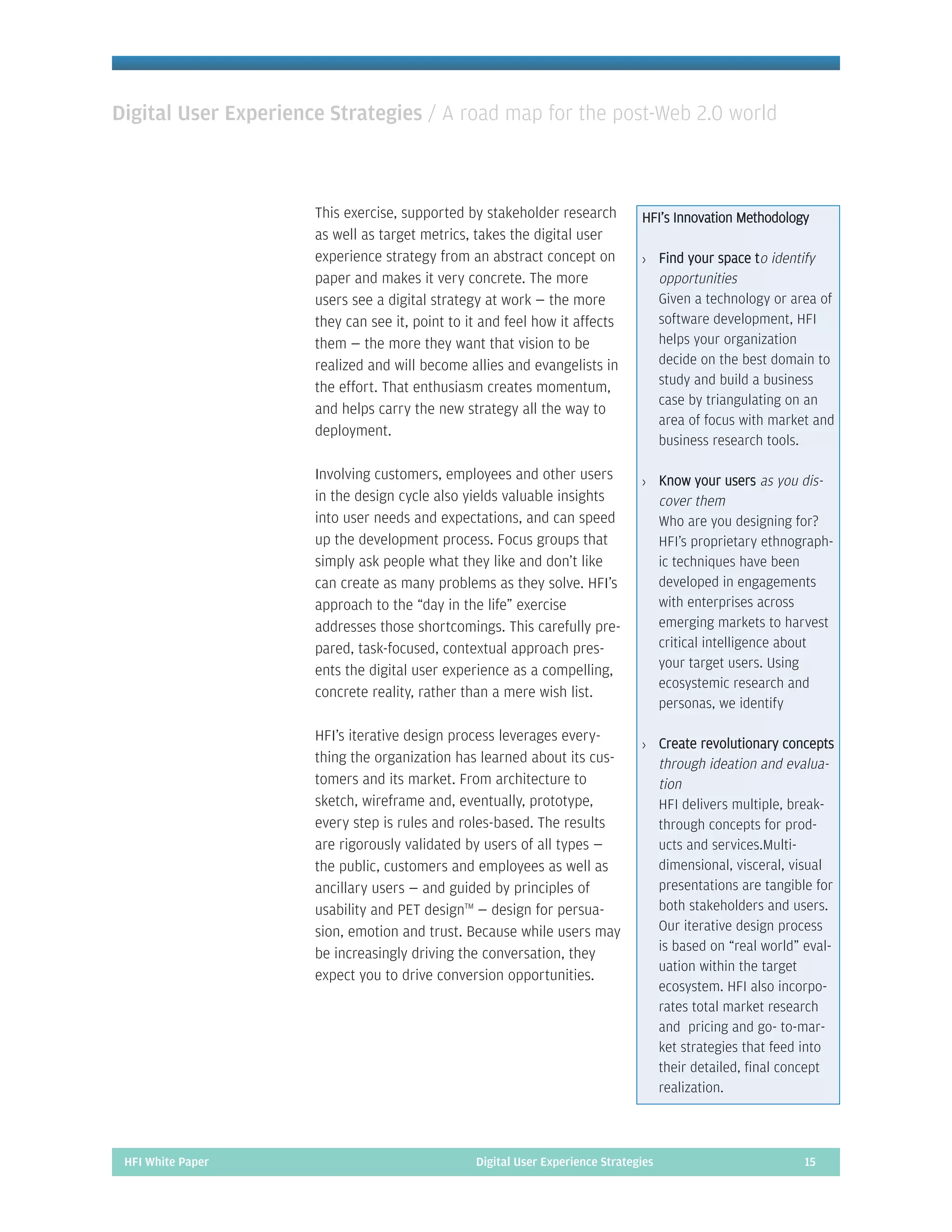 Digital User Experience Strategies: A Roadmap for the Post 2.0 World