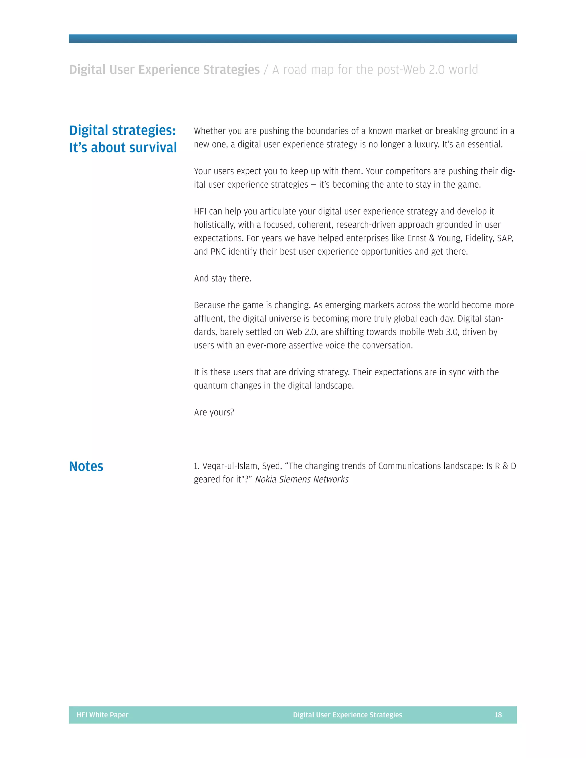 Digital User Experience Strategies: A Roadmap for the Post 2.0 World