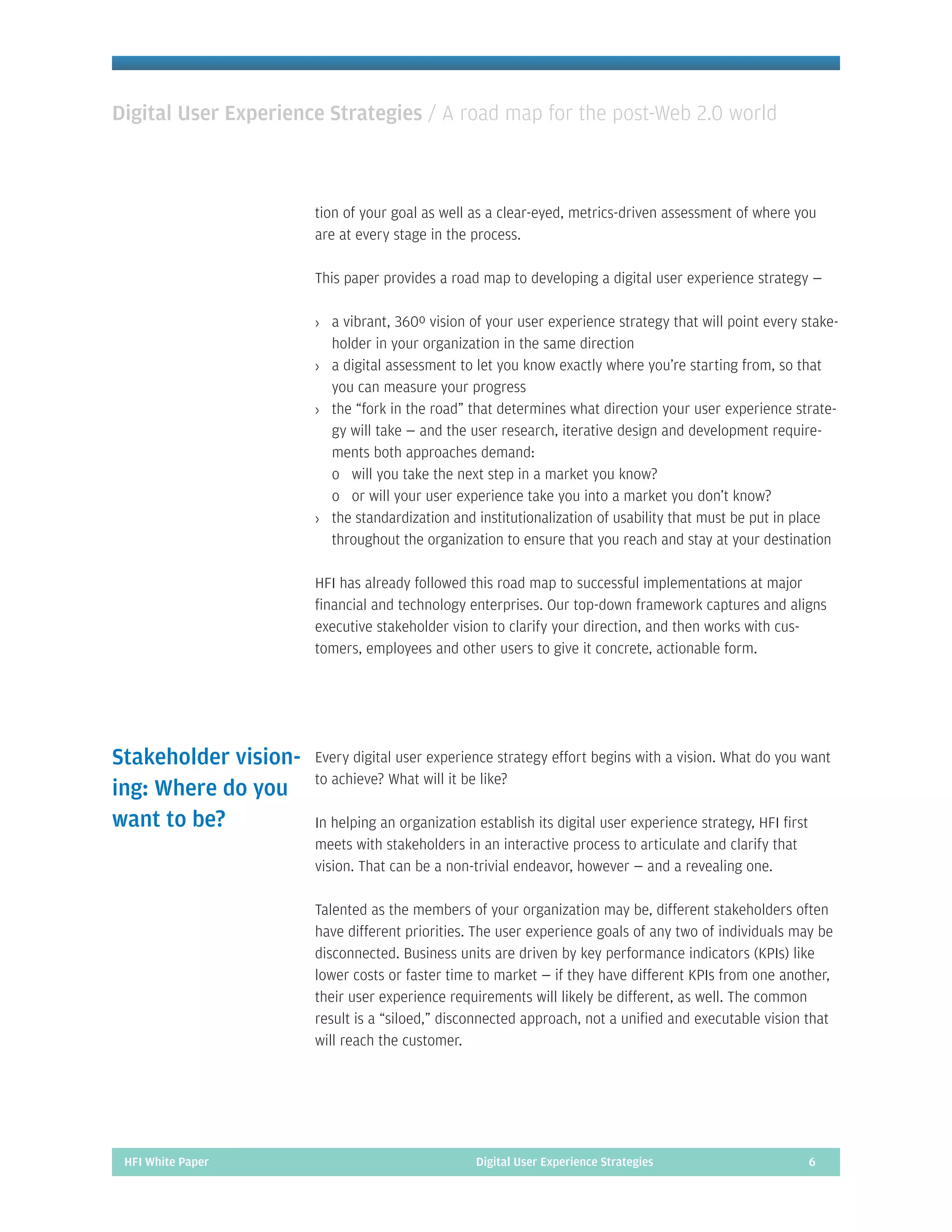 Digital User Experience Strategies: A Roadmap for the Post 2.0 World