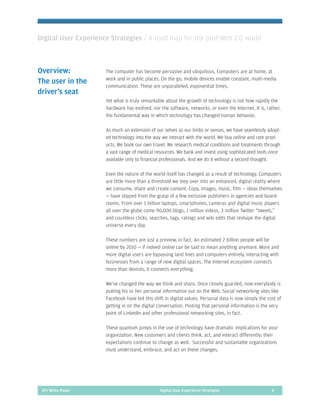 Digital User Experience Strategies: A Roadmap for the Post 2.0 World