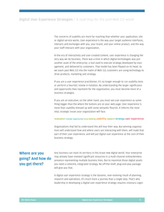 Digital User Experience Strategies: A Roadmap for the Post 2.0 World