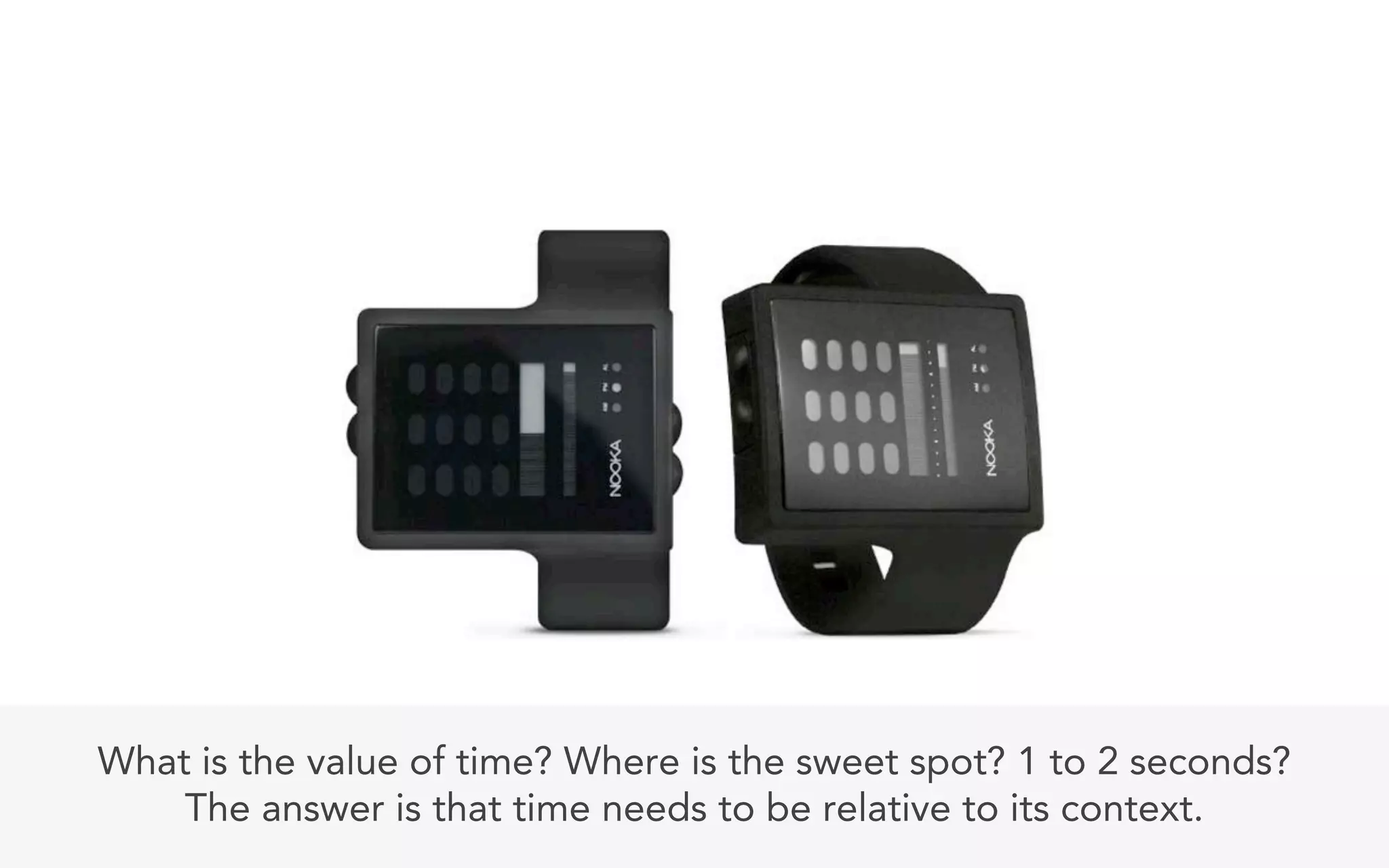 What is the value of time? Where is the sweet spot? 1 to 2 seconds?
    The answer is that time needs to be relative to its context.
 
