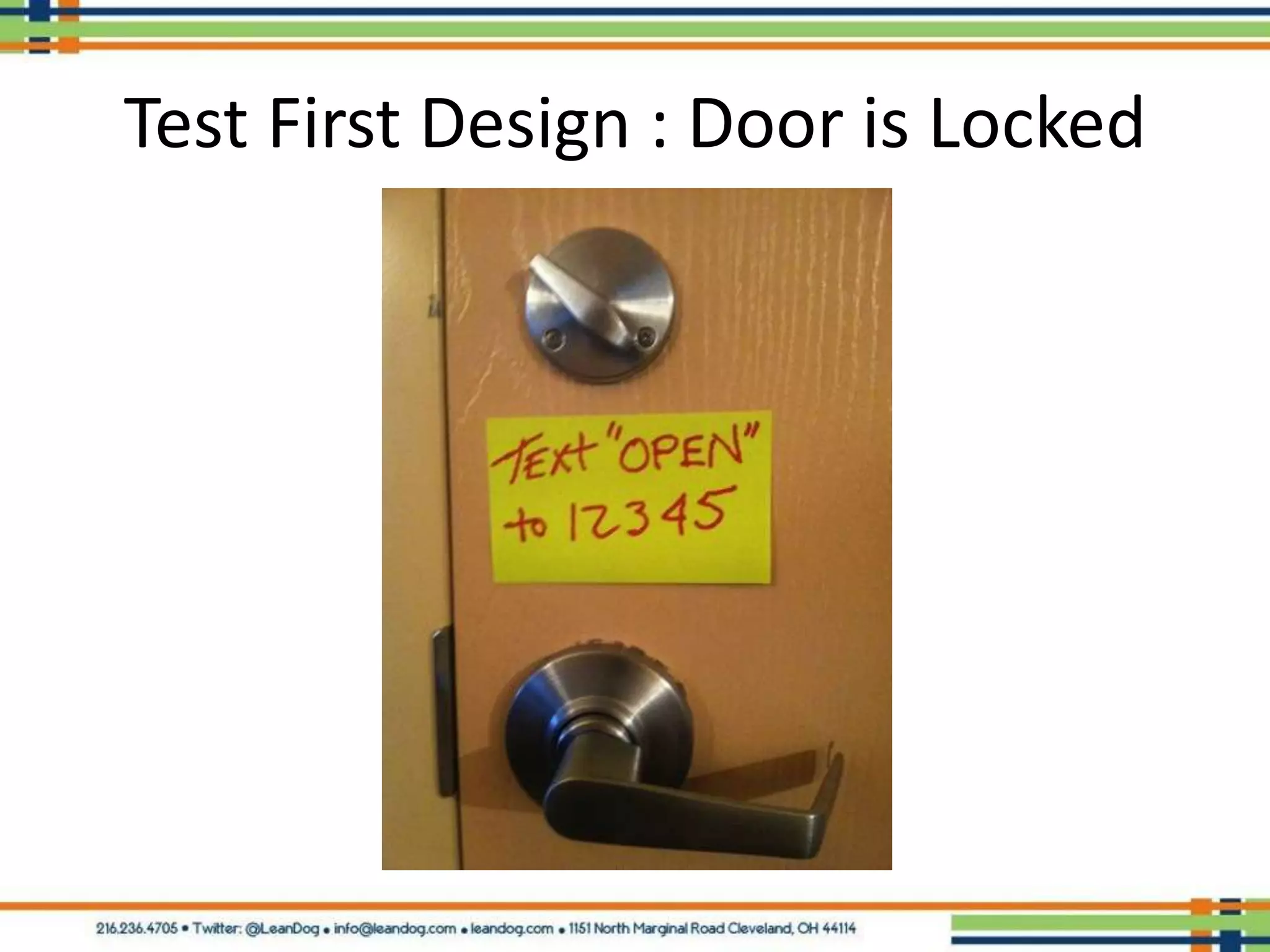 Test First Design : Door is Locked
 