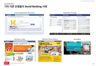 40 
ⓒ 2014 RightBrain. All rights reserved. 
UX Trend Report 2014년 상반기 
Commonwealth Bank of Australia 
Royal Bank of Canada 
ICICI Bank in India 
ASB Bank of New Zealand 
MovenBank 
기타 다른 은행들의 Social Banking 사례 
Social Banking  