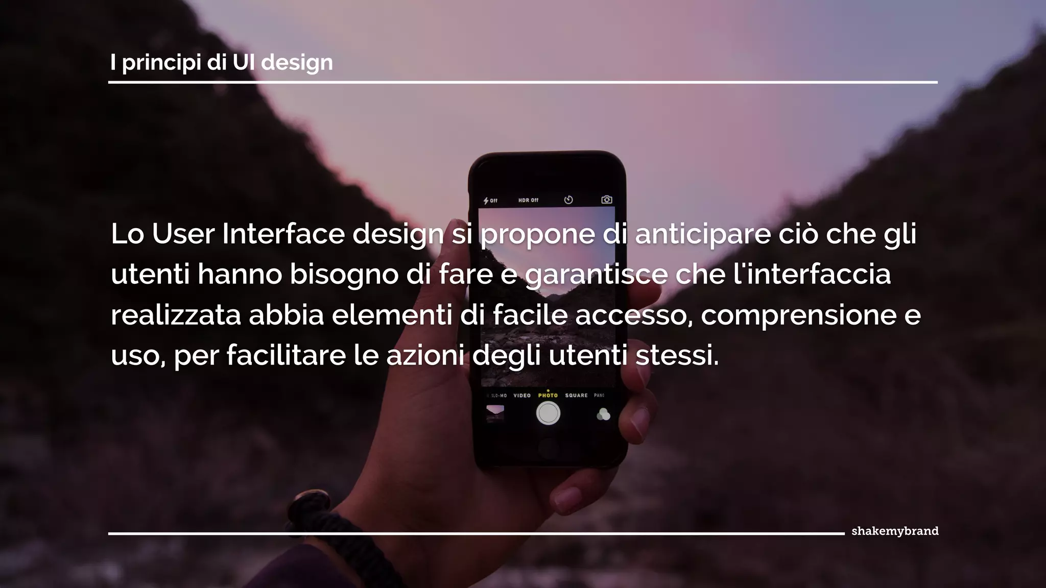 I principi di UI design
Lo User Interface design si propone di anticipare ciò che gli
utenti hanno bisogno di fare e garantisce che l'interfaccia
realizzata abbia elementi di facile accesso, comprensione e
uso, per facilitare le azioni degli utenti stessi.
 