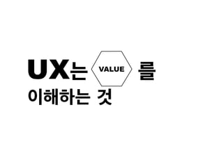VALUE
UX는 를
이해하는 것
 
