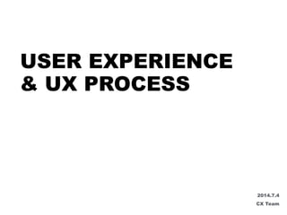 USER EXPERIENCE
& UX PROCESS
2014.7.4
CX Team
 