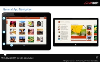 General App Navigation




Windows 8 UX Design Language                                                        37
        ...