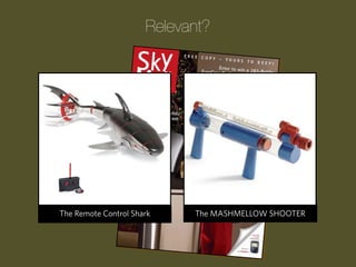 Relevant?

Progression Wake Pool Cue
The Remote Control Clock
The Laser Guided UpShark

The Children’s ATM Bank
The MASHMELLOW SHOOTER
Upside-Down Tomato Garden

 