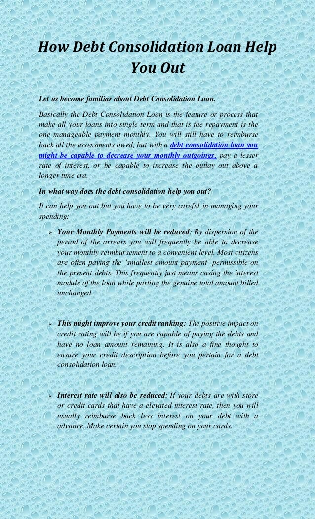 How debt consolidation loan help you out