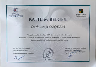 Dr. Mustafa DEĞERLİ – 2017 – 11. Ulusal Yazılım Mühendisliği Sempozyumu (UYMS 2017)