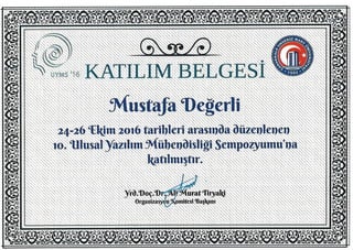 Mustafa Değerli – 2016 – X. Ulusal Yazılım Mühendisliği Sempozyumu (UYMS 2016)