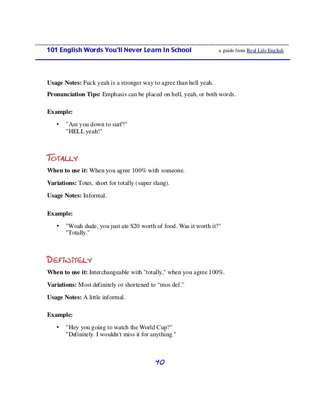 101 English Words You Ll Never Learn In School