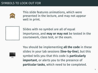 SYMBOLS TO LOOK OUT FOR
4
Slides with no symbol are all of equal
importance, and may or may not be tested in the
coursewor...