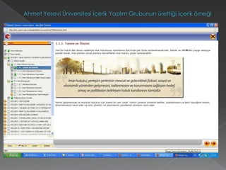 Ahmet Yesevi Üniversitesi İçerik Yazılım Grubunun ürettiği içerik örneği