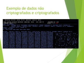 Exemplo de dados não
criptografados e criptografados
 