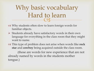 Vocabulary lesson for the first stage | PPTX