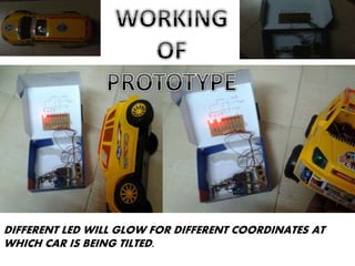 DIFFERENT LED WILL GLOW FOR DIFFERENT COORDINATES AT
WHICH CAR IS BEING TILTED.
 