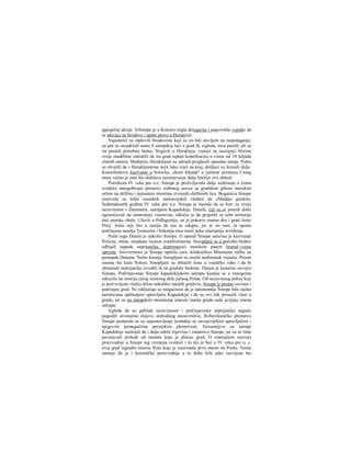 energične akcije. IzSinope je u Kotioru stigla delegacija i nagovotila vojnike da
se ukrcaju na brodove ι upute pravo u Herakjeju.
Najamnici su otplovili brodovima koji su im bili stavljeni na raspolaganje;
uz put su sezadržali samo ΰ sinopskoj luci u grad ih, izgleda, nisu pustili, ali su
im poslali potrebnu hranu. Stigavši u Herakleju, vojnici su osećajući blizinu
svoje otadžbine zatražili da ira grad isplati kontribuciju u visini od 10 hiljada
zlatnih statera. Međutim, Heraklejani su odmah proglasili opsadno stanje. Pošto
su shvatili da s Heraklejanima neće lako izaći na kraj, došljaci su krenuli dalje.
Ksenofontovo kazivanie ο boravku ,,deset hiljada" u južnoni primorju Cmog
mora važno je zato što olakšava razumevanje dalje Istorije ove oblasti
Početkom IV veka pre n.e. Sinopa je preživljavala dalje uzdizanje ο čemu
svedoče mnogobrojni primerci srebmog novca sa gradskim grbom morskim
orlom na delfinu i ispisanim imenima izvesnih službenih lica. Bogaistva Sinope
izazivala su želju susednih maloazijskih vladara da cMadaju gradom.
Sedamdesetih godina IV veka pre n.e. Sinopa je morala da se bori za svoju
nezavisnost s Datamom, satrapom Kapadokije. Datafn, čijl su se posedi dotle
ograničavali na unutrašnju visoravan, odlučio je da prigrabl za sebe teritoriju
duž morske obale. Ušavši u Paflagoniju, on je pokorio znatan deo i grad Amis
Pirej. Amis nije bio u staiiju da rau se odupre, jer ni on sani, ni njemu
potčinjena naselja Temiscira i Sidonija nisu imali neka značajnija utvrđenja.
Posle toga Datam je opkolio Sinopu. Ο opsadi Sinope sačuvao je kazivanje
Poliena, iština, ulepšano raznim izmišliotinama. Sinopljani su u početku hrabro
odbijali napade neprijatelja, dopremajući morskim putem hranul~voinu
opremu. Istovremeno je Sinopa uputila caru Artakserksu Mnemonu tužbu na
postupak Datama. Nešto kasnije Sinopljani su osetili nedostatak vojnika. Prema
onome šta kaže Polien, Sinopljani su oblačili žene u vojničko ruho i da bi
obmanuli neprijatelja izvodili ih na gradske bedeme. Datam je konačno osvojio
Sinopu, Potčinjavanje Sinope kapadokijskom satrapu kasnije se u rnnogome
odrazilo na istoriju celog istočnog dela južnog Ponta. Od nezavisnog polisa koji
je pod svojom vlašću držao nekoliko manjih gradova, Sinopa je postao zavisan i
potčinjen grad. Ne isključuje se mogućnost da je autonomija Šinope bila stalno
narušavana uplitanjem upravljača Kapadokije i da su ovi čak preuzeli vlast u
gradu, jer se na sinopskim monetama umesto imena grada sada javljaju imena
satrapa.
Izgleda da su gubitak nezavisnosti i potčinjavanje neprijatelju najjače
pogodili siromašne slojeve slobodnog stanovništva. Robovlasničko plemstvo
Sinope postaralo se za uspostavljanje kontakta sa zavojevačkim upravljačem i
njegovim pomagačima persijskim plemstvom. Nesumnjivo su satrapi
Kapadokije naslojali da i dalje održe trgovinu i zanatstvo Sinope, jer su se time
povećavali prihodi od nameta koje je plaćao grad. Ο značajnom razvoju
proizvodnje u Sinopi tog vremena svedoči i to što je baš u IV veku pre η. e.
ovaj grad izgradio moćnu flotu koja je zauzimala prvo mesto na Pontu. Nema
sumnje đa je i keramička proizvodnja u to doba bifa jako razvijena što
 