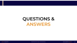 PROPRIETARY AND CONFIDENTIALAGILE VELOCITY ACCELERATE AGILITY
QUESTIONS &
ANSWERS
22
 