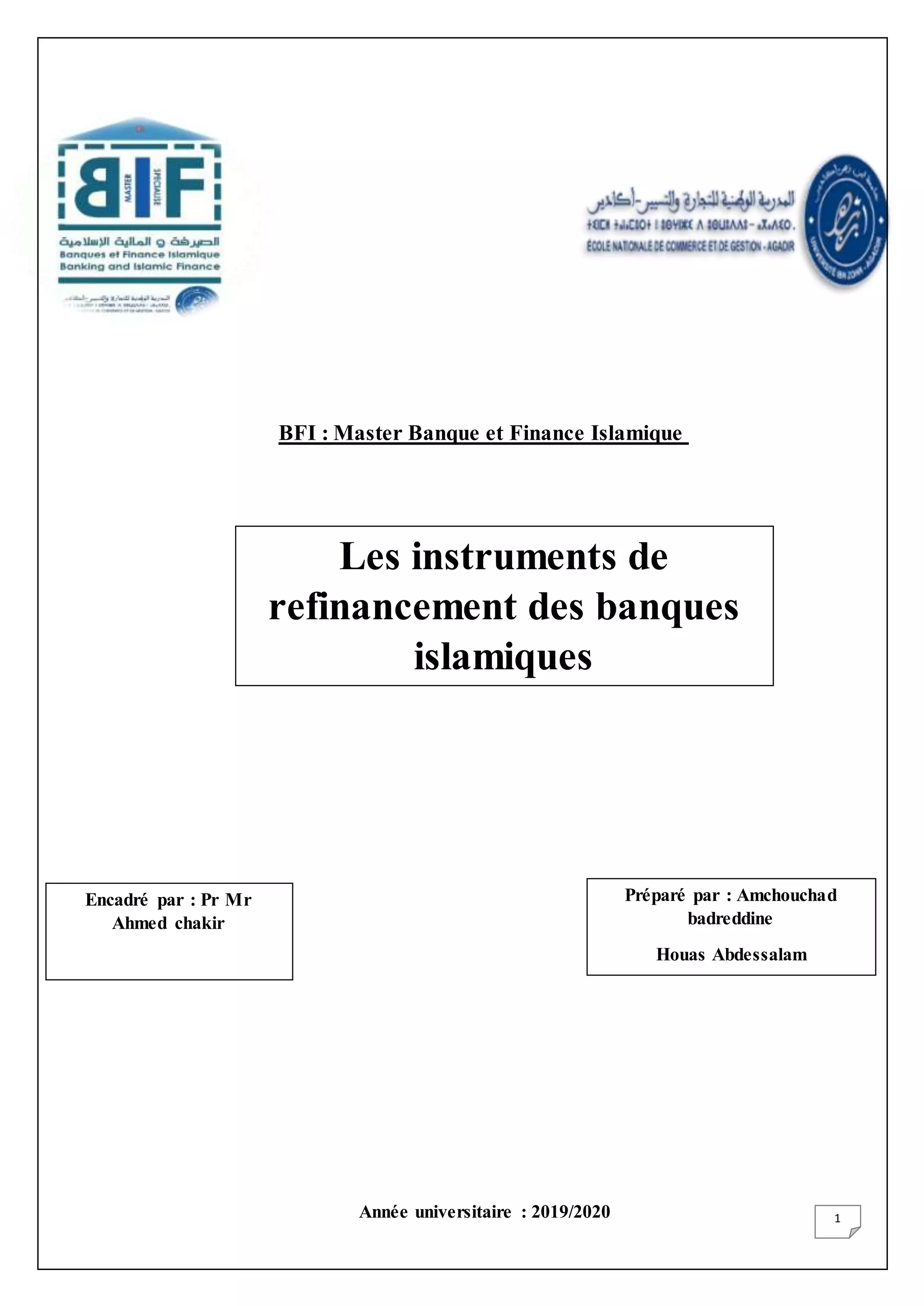 Les instruments de refinancement des banques islamiques PDF