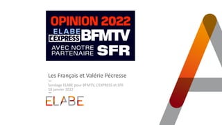 Les Français et Valérie Pécresse
Sondage ELABE pour BFMTV, L’EXPRESS et SFR
18 janvier 2022
 