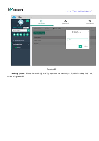http.//www.we-con.com.cn/
Figure 4-18
Deleting groups: When you deleting a group, confirm the deleting in a prompt dialog box , as
shown in Figure 4-19.
 