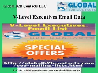Global B2B Contacts LLC
816-286-4114|info@globalb2bcontacts.com| www.globalb2bcontacts.com
V-Level Executives Email Data
 