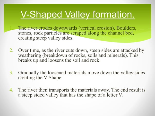 V Shaped Valleys And Interlocking Spurs Pptx Geology Science