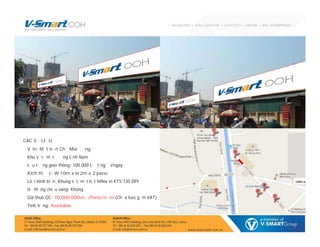 CÁC SỐ LIỆU
● Vị trí: Mặt tiền Chợ Mai Động
● Khu vực: mặt đường Lĩnh Nam
● Lưu lượng giao thông: 100.000 Lượt người/ngày
● Kích thước: W 10m x H 2m x 2 pano
● Loại hình biển: Khung sắt, mặt bạt hiflex in KTS 720 DPI
● Hệ thống chiếu sáng: Không
● Giá thuê QC: 70.000.000vnđ/Pano/năm (Chưa bao gồm VAT)
● Tình trạng: Available
 