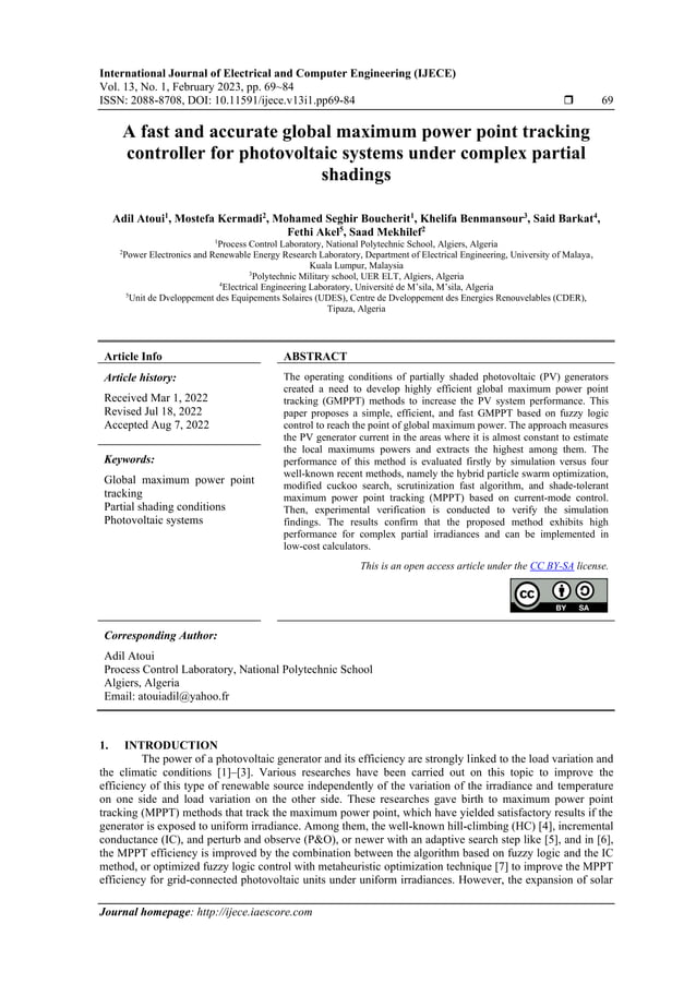 A fast and accurate global maximum power point tracking controller for ...