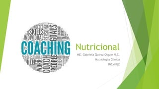 Nutricional
ME. Gabriela Quiroz Olguín N.C.
Nutriología Clínica
INCMNSZ
 