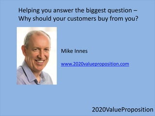 17
Most important
customer outcomes
1.
2.
3.
Customer
problems/insights
Key benefits – how
you solve key
problems
Competit...