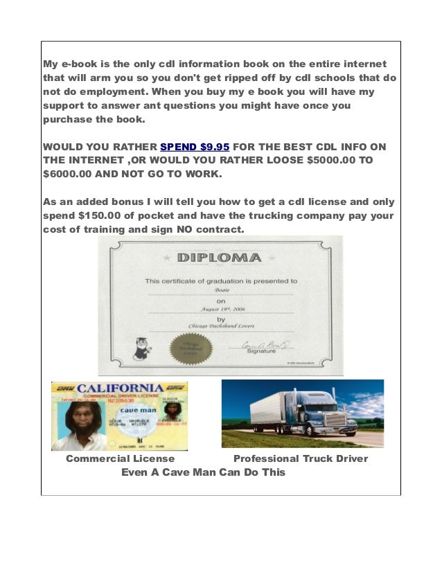 CDL License And Jobs 150.00 Out Of Pocket
