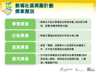 數碼社區獎勵計劃獎章類別