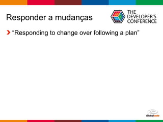 Globalcode – Open4education
Responder a mudanças
“Responding to change over following a plan”
 