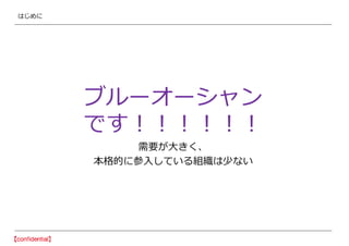 はじめに
ブルーオーシャン
です！！！！！！
需要が大きく、
本格的に参入している組織は少ない
 