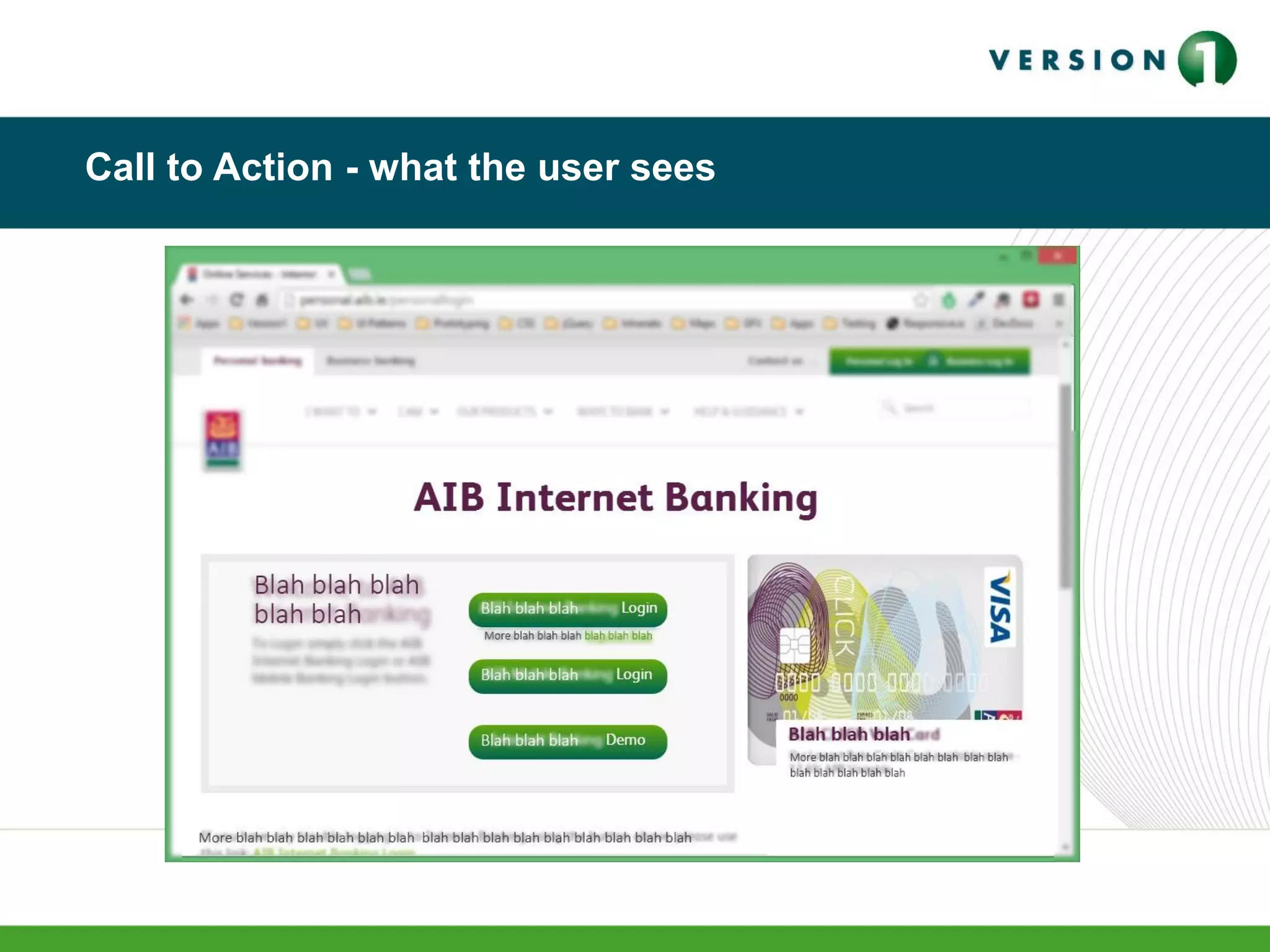 Call to Action - what the user sees
 