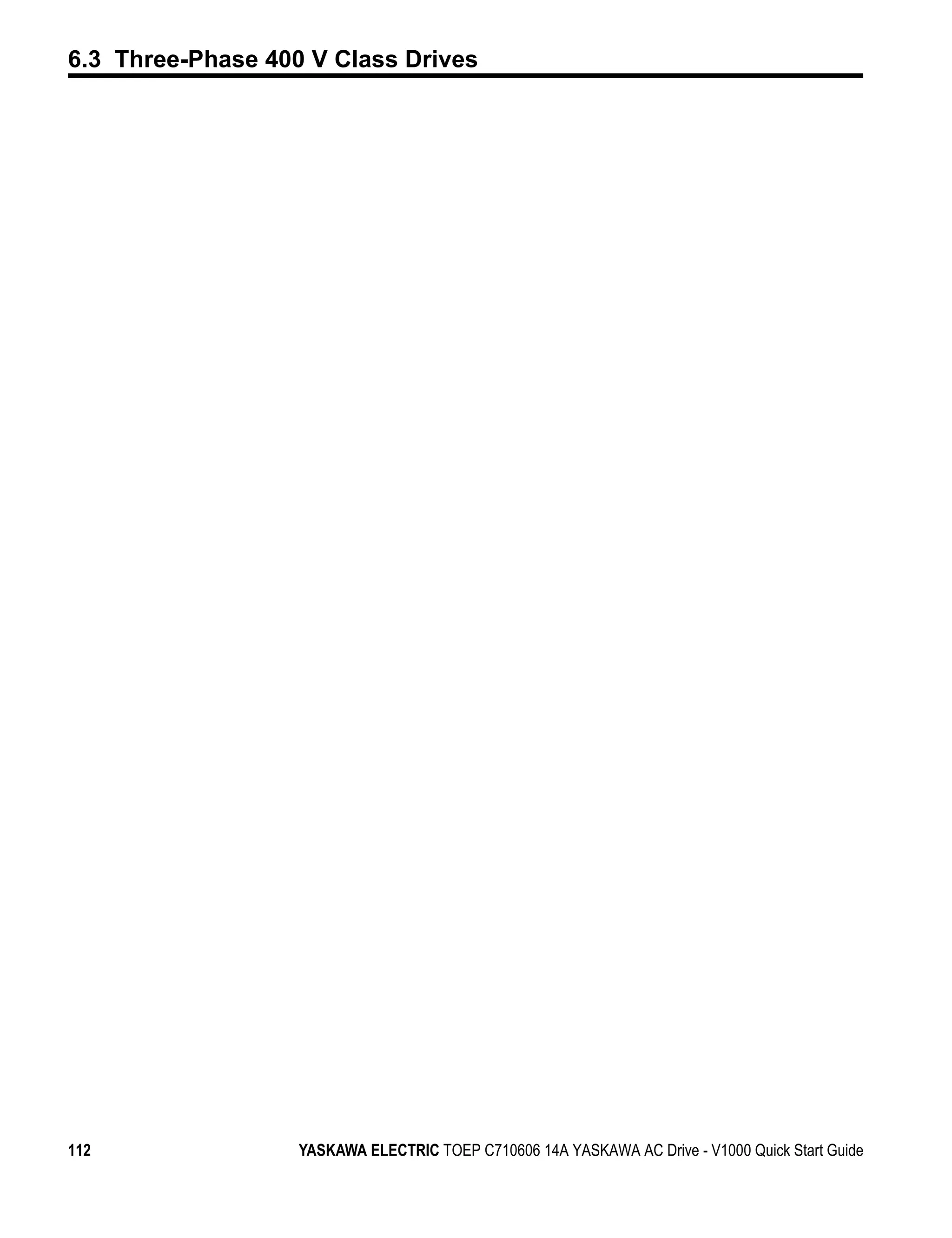 6.3 Three-Phase 400 V Class Drives




112                YASKAWA ELECTRIC TOEP C710606 14A YASKAWA AC Drive - V1000 Quick Start Guide
 