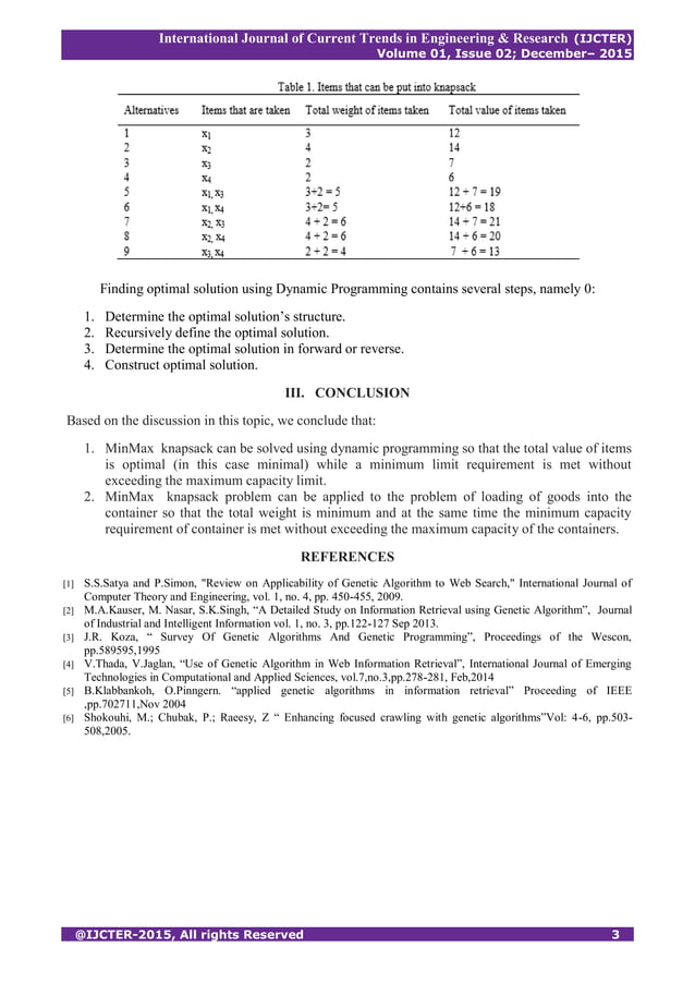 A Survey- Knapsack Problem Using Dynamic Programming | PDF