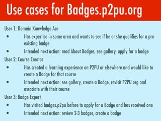 Badge Spec for P2PU