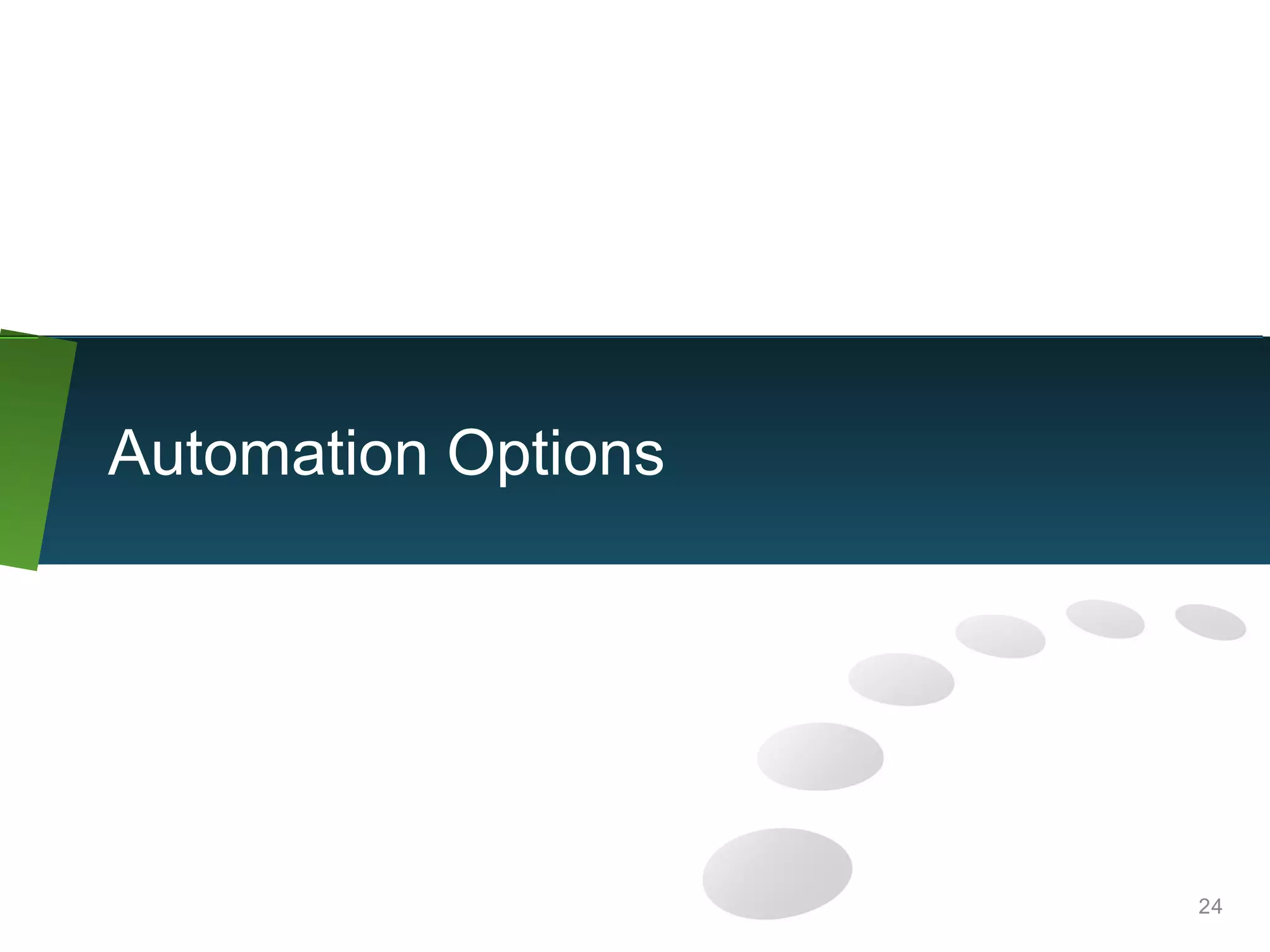 24
Automation Options
 