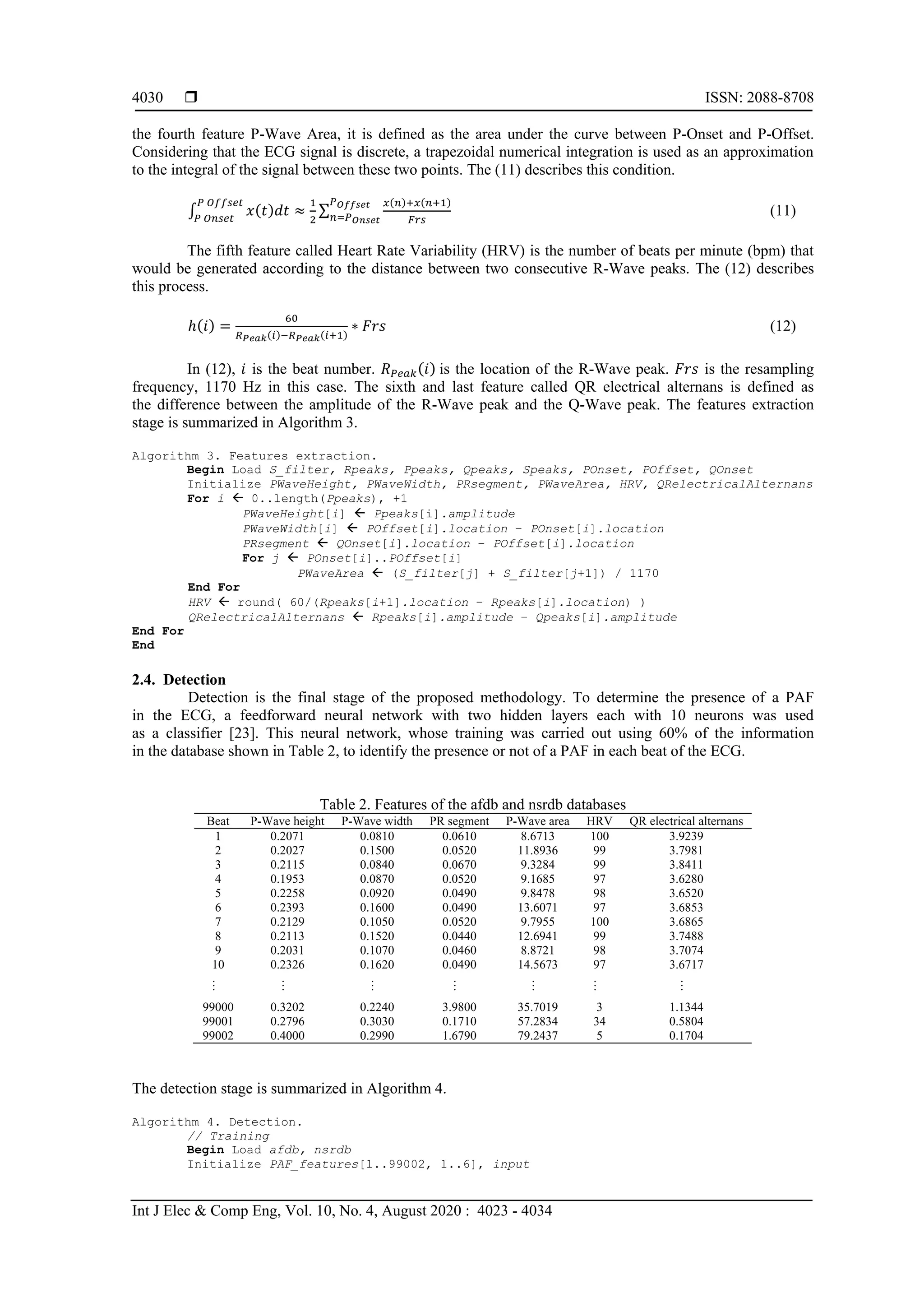 Methodology for detection of paroxysmal atrial fibrillation based on P ...