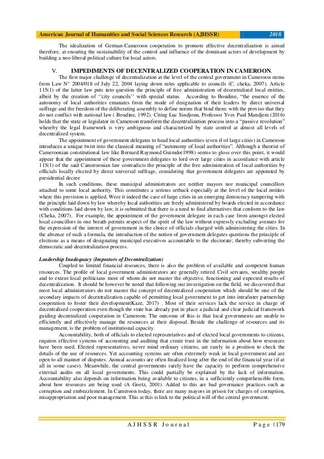 Decentralization And Decentralized Cooperation In Cameroon - 