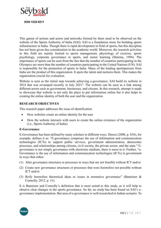 CREATION OF ONLINE IDENTITY: THE ROLE OF SPORTS AUTHORITY OF INDIA (SAI ...
