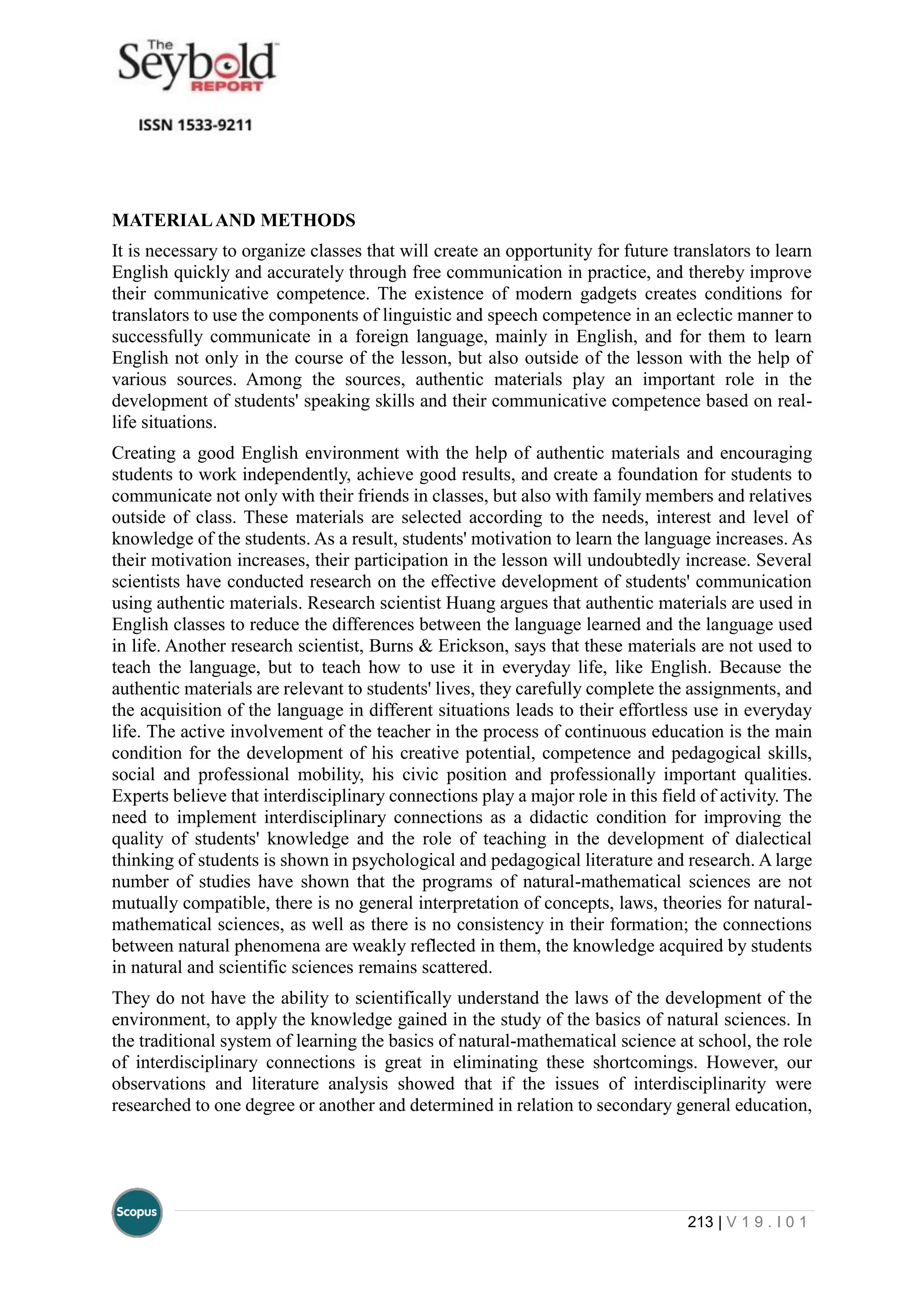 DEVELOPMENT OF THE METHODOLOGY FOR DEVELOPING THE COMMUNICATIVE ...